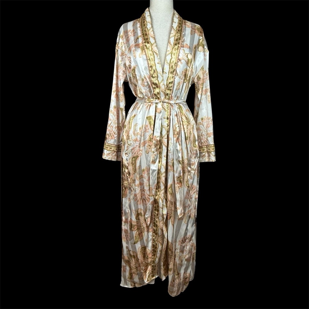 Intimately Free People Pajama Party Holiday Robe Women S Satin Kimono Lounge NWT